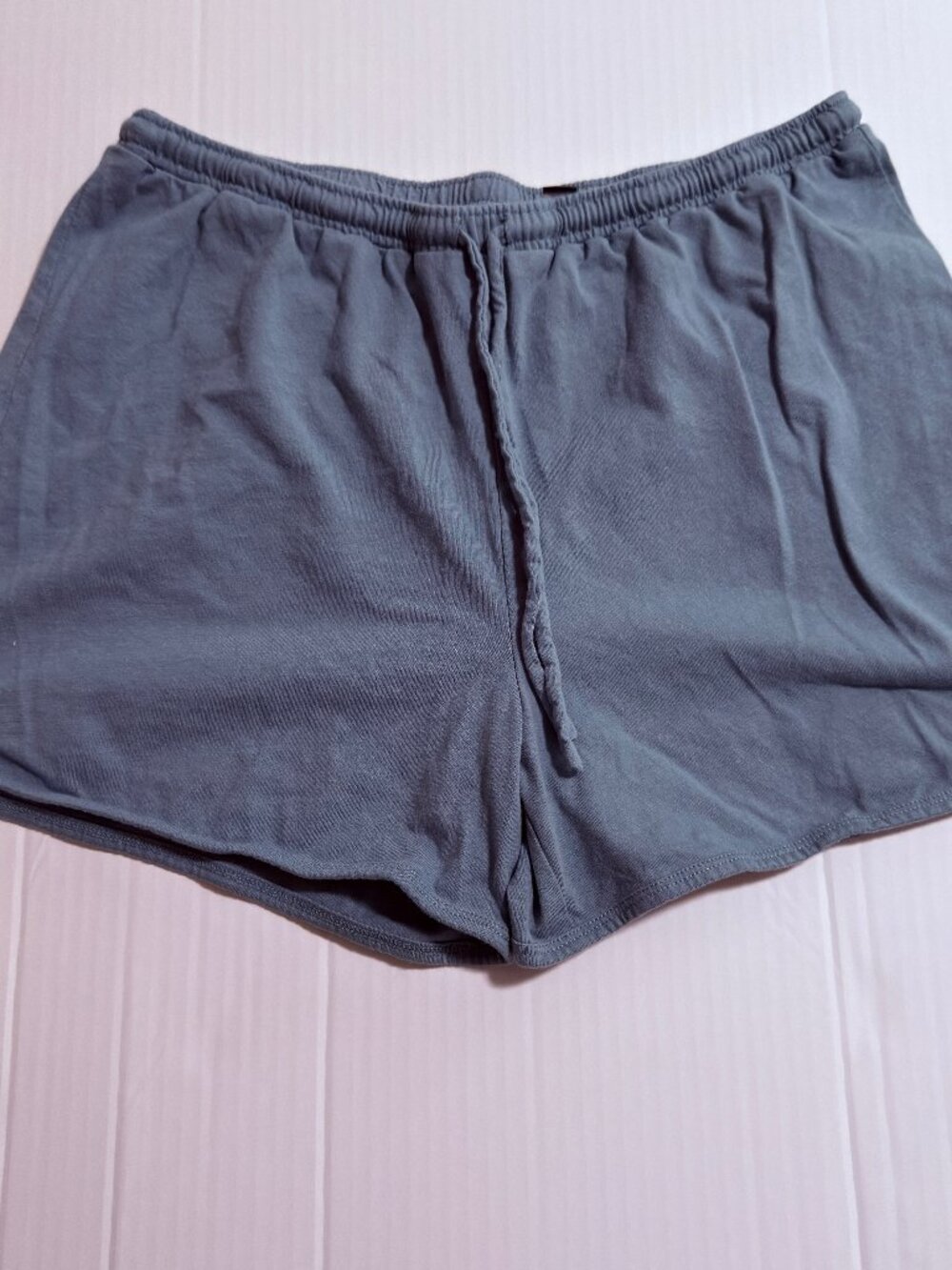 AnyBody Loungewear Cozy Knit Shorts Women’s Size Medium Blue Elastic Drawstring